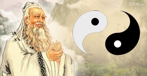 Filósofo chinês Lao-tzu e o símbolo Yin e Yang